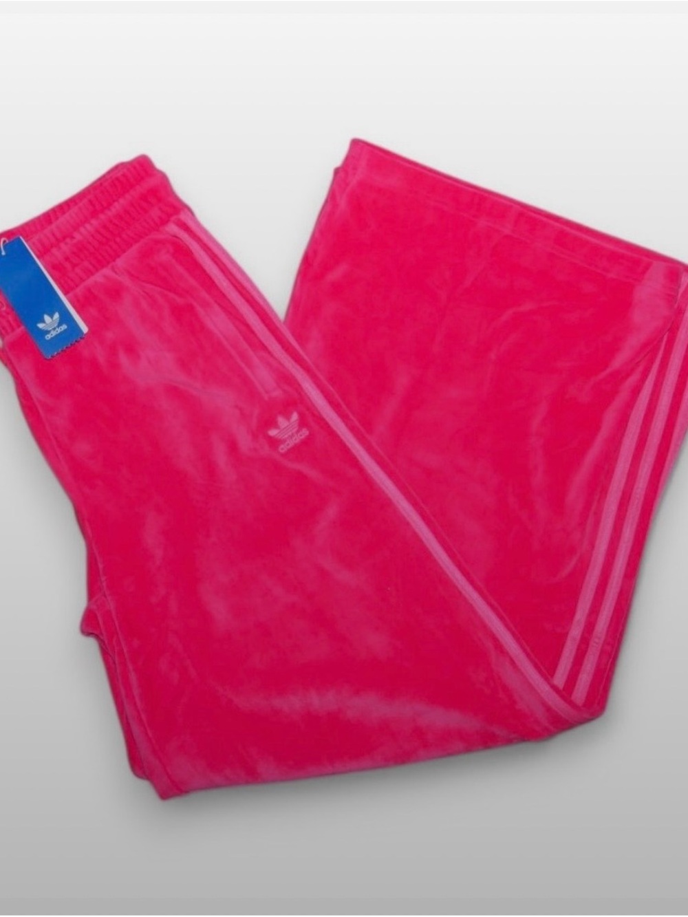 Jeremy Scott adidas Women's Wide Leg Velour Track Pants - Hot Pink - Picture 7 of 8